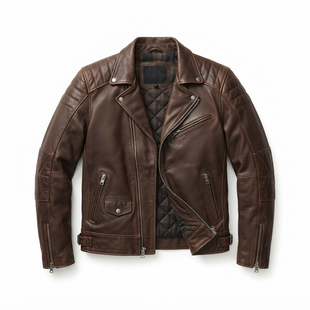 Basic Brown Leather Riding Coat